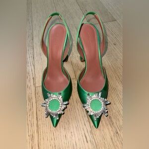 Amina Muaddi green begum sandals 39.5